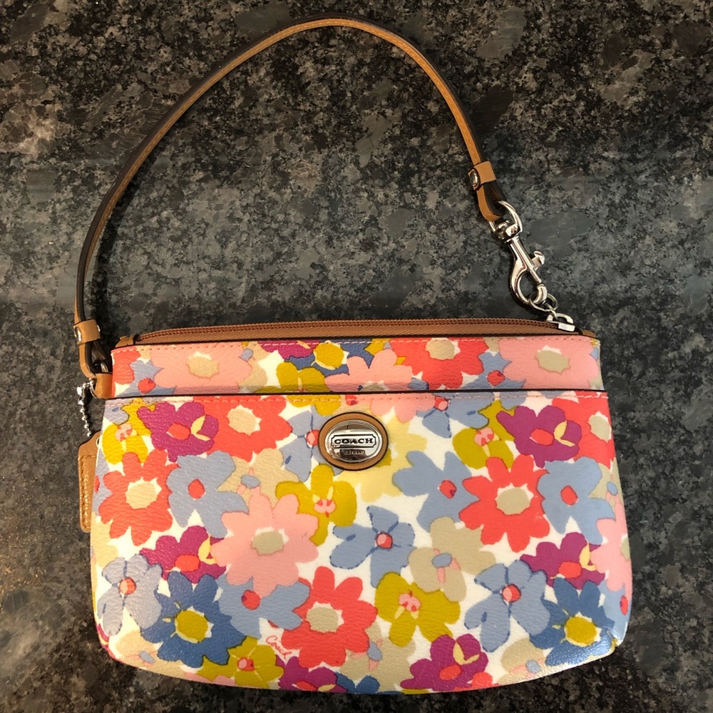 Coach flowered wristlet